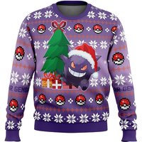 Gengar Ugly Sweater, Pocket Monster Ugly Christmas Sweatshirt