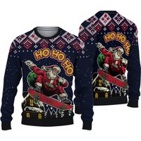 Skater Santa Claus Ugly Christmas 3d Ugly Christmas Sweater