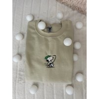 Sand Snoopy Embroidered Unisex Pullover, Swinging Snoopy