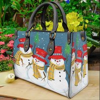 Snowman Cute Christmas Leather Bag Snowman Leather Bag