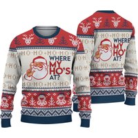 Christmas Santa Claus Where My Hos At Couple 3d Sweater