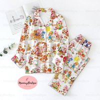 Strawberry Christmas Pajamas, Strawberry Farm Pj Set, Sleepwear Strawberries, Floral Night Pajamas