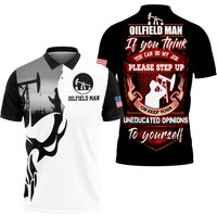 Oilfield Man Proud Skull Dad Gift Mom Gift Father's Day Polo Shirt