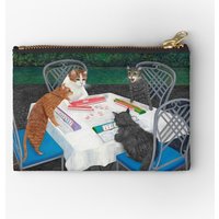 Cats Playing Mahjong In The Garden Makeup Bag