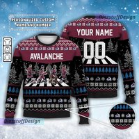 Personalized Avalanche Walking Abbey Road Ice Hockey Christmas Ugly Sweater