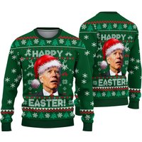 Santa President Merry 4th Of Easter Ugly Christmas Sweater