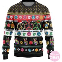 Hippie Merry Christmas Custom Ugly Sweater
