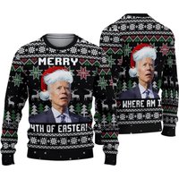 Merry 4th Of Easter 3d Shirt, Biden President Santa Ugly Christmas Sweater