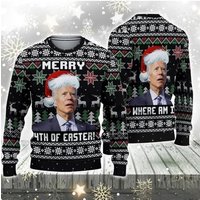 2023 Merry 4th Of Easter 3d Sweater, Biden President Santa Ugly Christmas Sweater