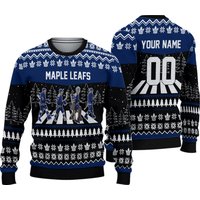 Personalized Maple Leafs Walking Abbey Road Ice Hockey Christmas Ugly Sweater