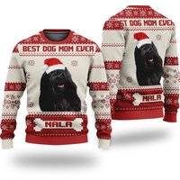 Personalized Best Dog Mom And Dog Dad Ever Ugly Christmas Sweater