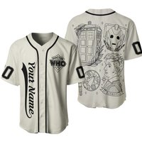 Doctor Who Movie Doodle Art Baseball Jersey