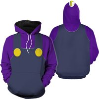 Waluigi Super Mario 3d All Over Print Hoodie, Halloween Cosplay 3d Hoodie