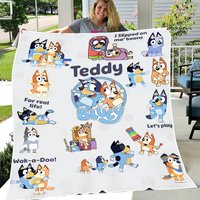 Personalized Family Bluedog Birthday Fleece Blanket