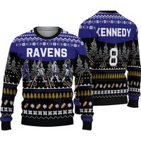 Personalized Ravens Walking Abbey Road Christmas Football Ugly Sweater