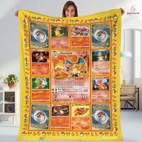 Charmander Evolutions Custom Trading Card Blanket, Lover Anime Blanket
