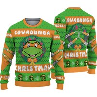 Cowabunga Michaelangelo Christmas Tmnt Ugly Christmas Sweater