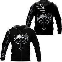 Gothic Glamour Y2k Rhinestone Cross Zip-up Hoodie