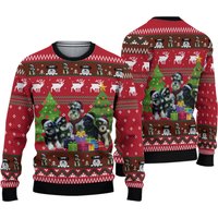 3d Miniature Schnauzer Family Snow Ugly Christmas Sweater