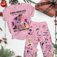 Pink Tour Pajamas Set, Pink Womens Pajamas