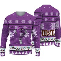 M&m's Purple Ugly Sweater Fishmas Pattern M And M Characters Sweatshirt