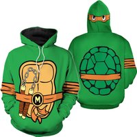 Michelangelo Turtle 3d Full Over Print Hoodie, Halloween Costume Ninja Turtle 3d Hoodie