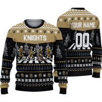 Personalized Knights Walking Abbey Road Ice Hockey Christmas Ugly Sweater