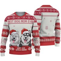 Best Dog Mom Ever Personalized Custom Ugly Christmas Sweater
