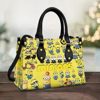 Minions Leather Handbag, Funny Minions Banana Leather Bag