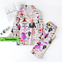 Pink Concert Pajamas Set, Pink Singer Womens Pajamas