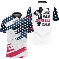 Customize Name American Flag Apparel Swing Swear Look For Ball Repeat Polo Shirt