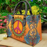 Custom Hippie Sunflower Leather Bag, Sunflower Handbag,tote Bag