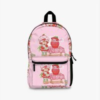 80s Aesthetic Strawberry Shortcake Cookies Pink Backpack
