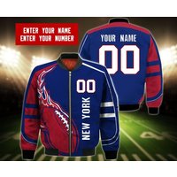 New York Football Custom 3d Bomber Jacket, New York Football Jersey Bomber