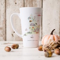 Watercolor Illustrated Map Of England | Monogram Latte Mug