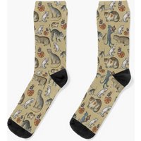 Ugly Medieval Cat Pattern Socks