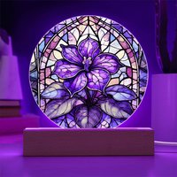 African Violet Birth Flower Stained Glass Acrylic Plaque
