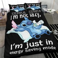 Blue Stich Im Not Lazy Bedding Set