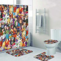 Dragon Ball Anime Shower Curtain Set, Bathroom Set