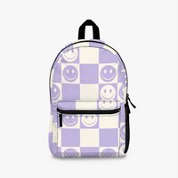 Lilac Smiley Check Vintage Backpack