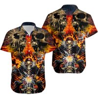 Skull Biker Short Sleeve Hawaiian Shirt