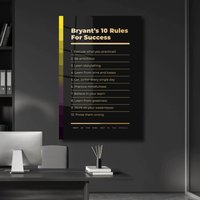 Kobe Bryant's 10 Rules For Success Motivational Quotes Art Office Acrylic Wall Print