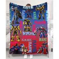 Personalized Name Transformers Blanket, Transformers Birthday Blanket