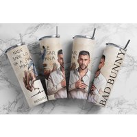 Bad Bunny Monaco Album Cover Tumbler With Lid And Straw