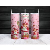 Strawberry Shortcake Tumbler, 80s Cartoon Tumbler With Lid And Straw
