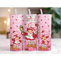 Strawberry Shortcake Tumbler, 80s Cartoon Tumbler With Lid And Straw