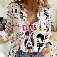 The King Of Rock Elvis Presley Women Casual Shirt, Women's Blouses
