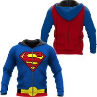 Superman 3d Zip Hoodie, Costume Halloween Cosplay 3d Zip Hoodie