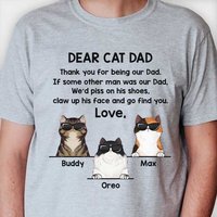 Dear Cat Dad Thank You For Being Our Dad Cool Cats Father's Day Gift Customize Unisex T-shirt