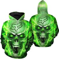 Hiphop Fox Skull Racing Printed Hooded